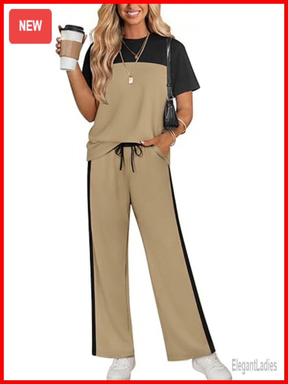 Two Piece Lounge Set with Wide Leg Pants, Summer Outfit